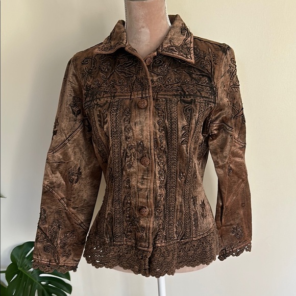 flashback Jackets & Blazers - Brown embroidered tapestry jacket
